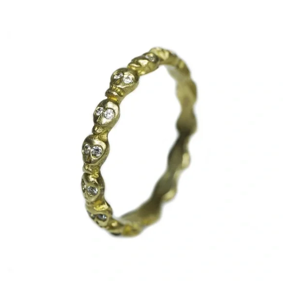 OOAK Michelle Chang 14k/Diamond Mini Skull Ring